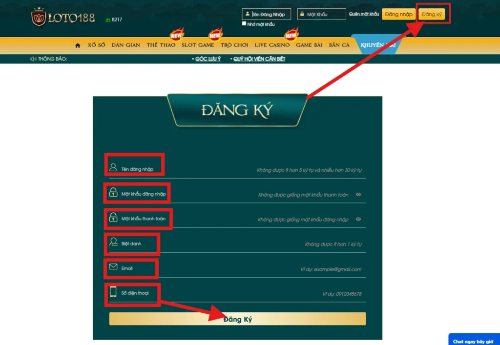 hướng dẫn đăng ký loto188